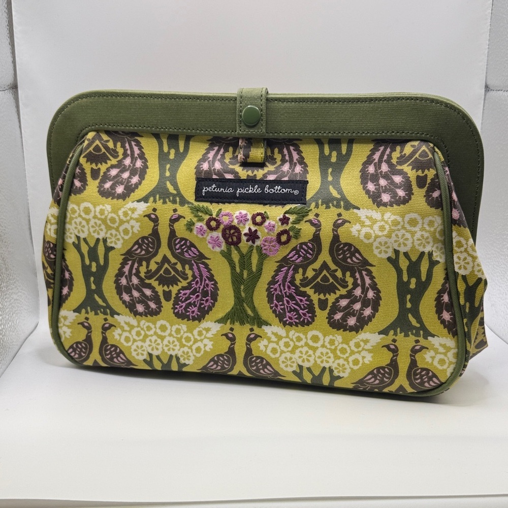 Petunia Pickle Bottom Peacock Print Travel Diaper Clutch w/Changing Pad